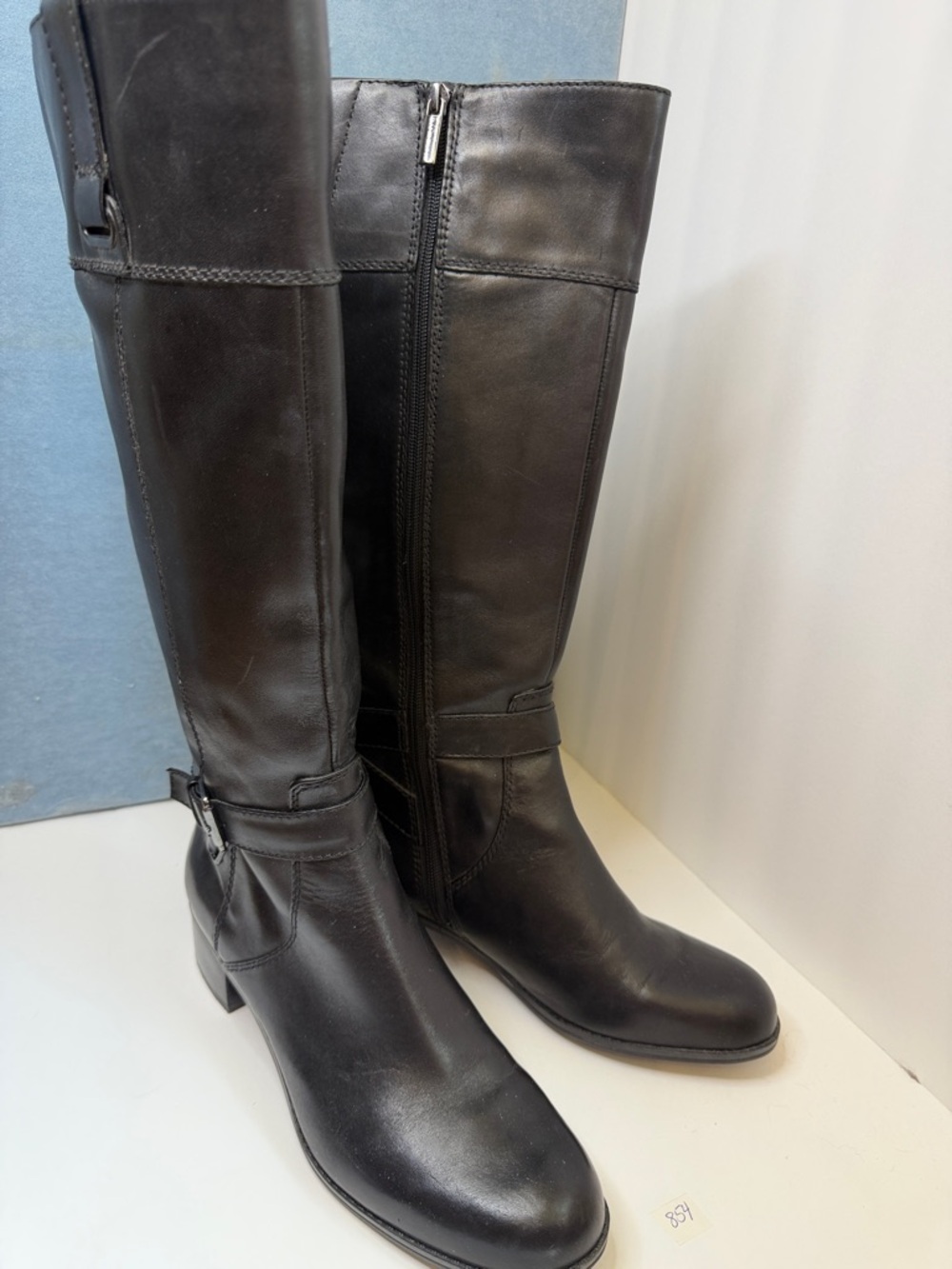 Bandolino Boots Black Leather Tall Riding Boots Size 9.5